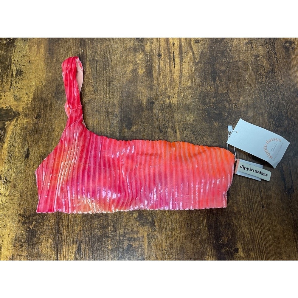 Dippin' Daisy's Cali bikini Top Size Small ombré pink beach velvet ribbed swim